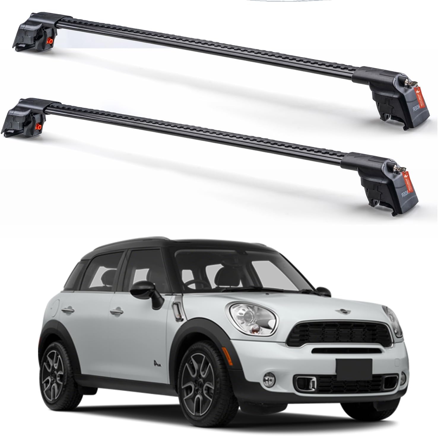 Roof Rack For MINI COUNTRYMAN (R60) 2010-2016 Roof Rack Cross Bars Roof Rail Lockable Aluminium - Fit Flush Rails Roof Rails, Cross Bar, Rail Carrier Anti-Theft (Black)