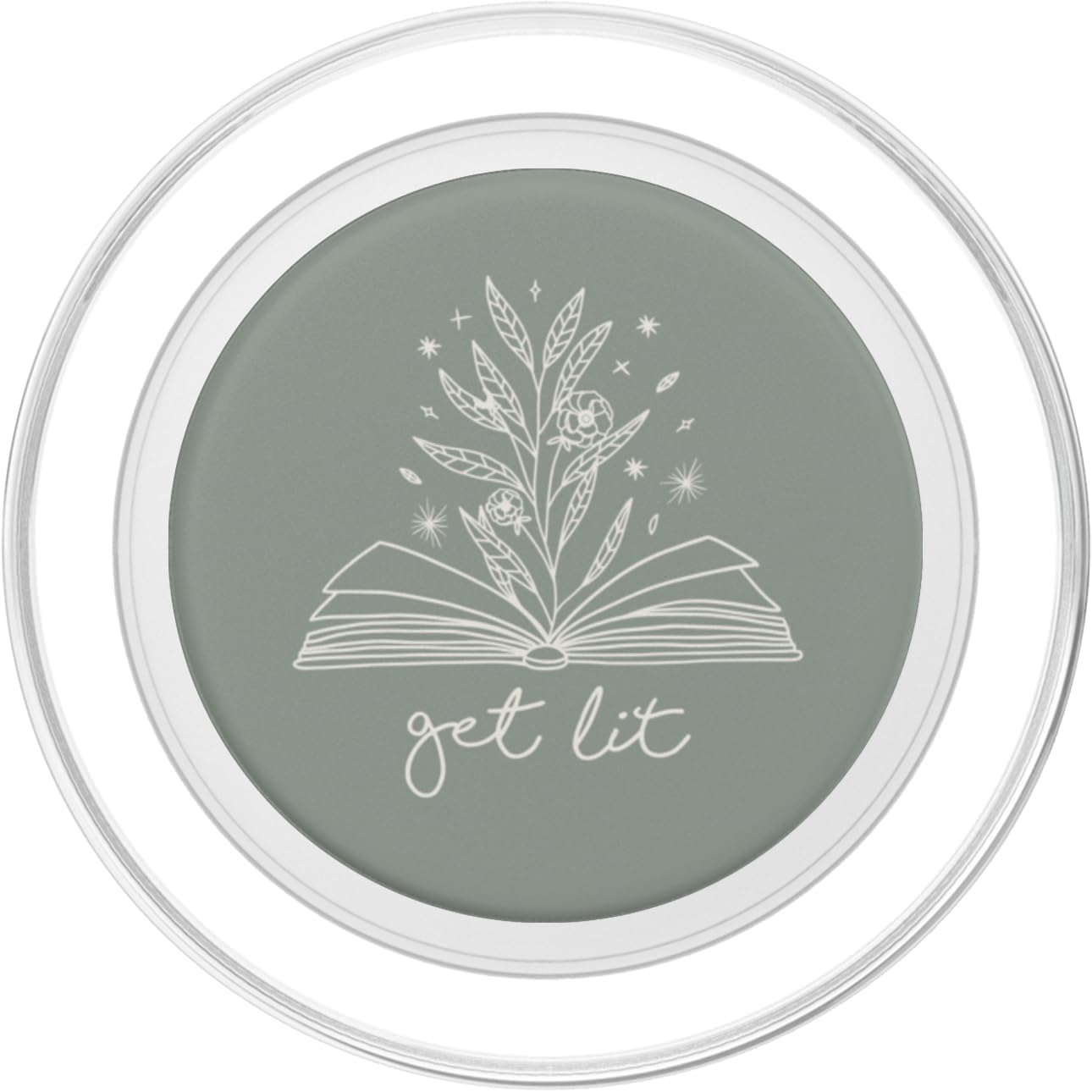 Get Lit - Cute Book Lover Reading Design (Dusty Sage) PopSockets MagSafe PopGrip for iPhone