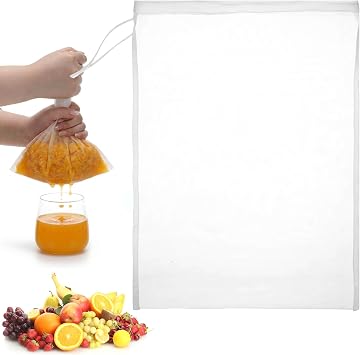 Nut Milk Bag,Reusable Fine Mesh Strainer Bag Nylon Food Grade Soy Milk Filter Bags Multi-Purpose Food Strainer for Nut Milks Brewing & Juice Extraction200mesh