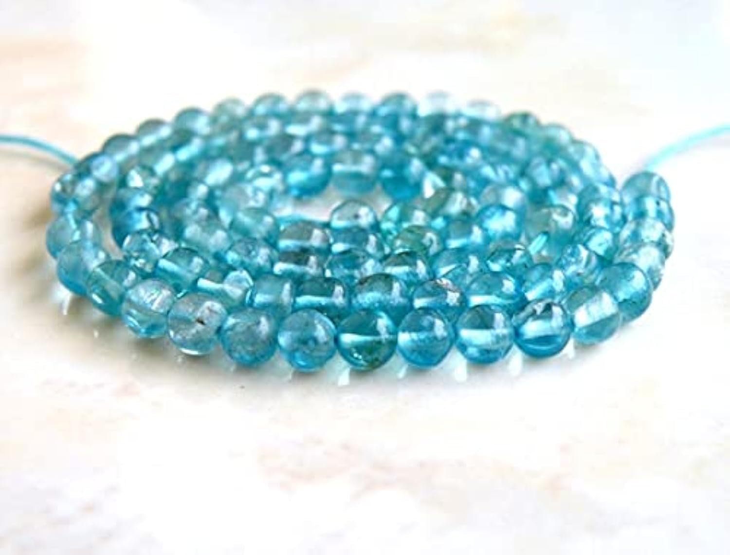 Apatite perles 4mm teal fil de gemmes rondes lisses pour loisirs