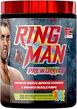 Muscle Club Ring Man Pre Workout Russian Bear Candy Flavour | AMP Powered | By The Great Khali | High Stim Preworkout with 2000mg Beta-Alanine & 200mg Caffeine | Energy & Focus Booster