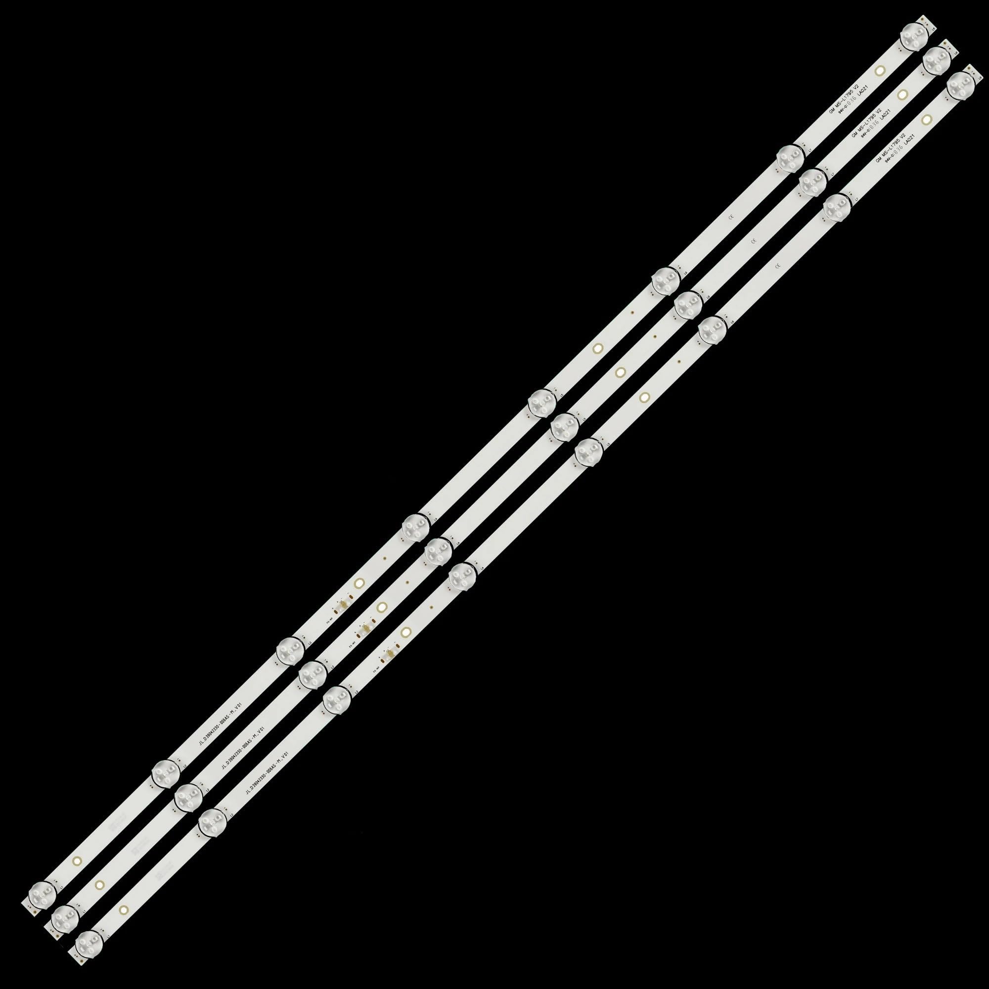 3-Piece LED Backlight Strips for 39/40-inch TV, Replacement for H39D7100E LE40F9000CF, Part #JL.D39042330-006AS-M_V01, 8 LEDs