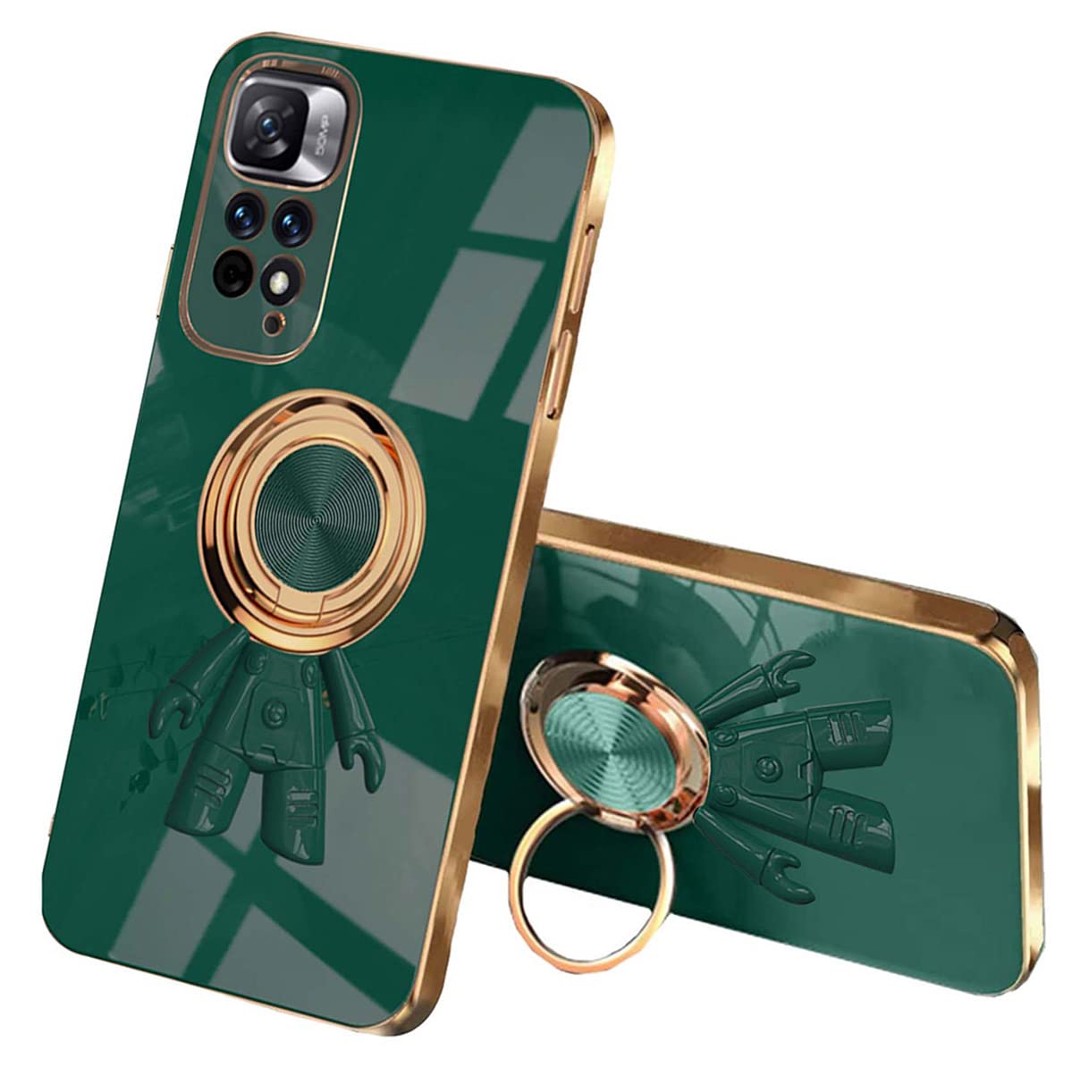 ATISIJIE astronauta Cover per XiaoMi Redmi Note 10 Pro 4G/Note 10 Pro Max, Supporto di Anello Rotante,placcatura antiurto Custodia per XiaoMi Redmi Note 10 Pro 4G/Note 10 Pro Max-Nero
