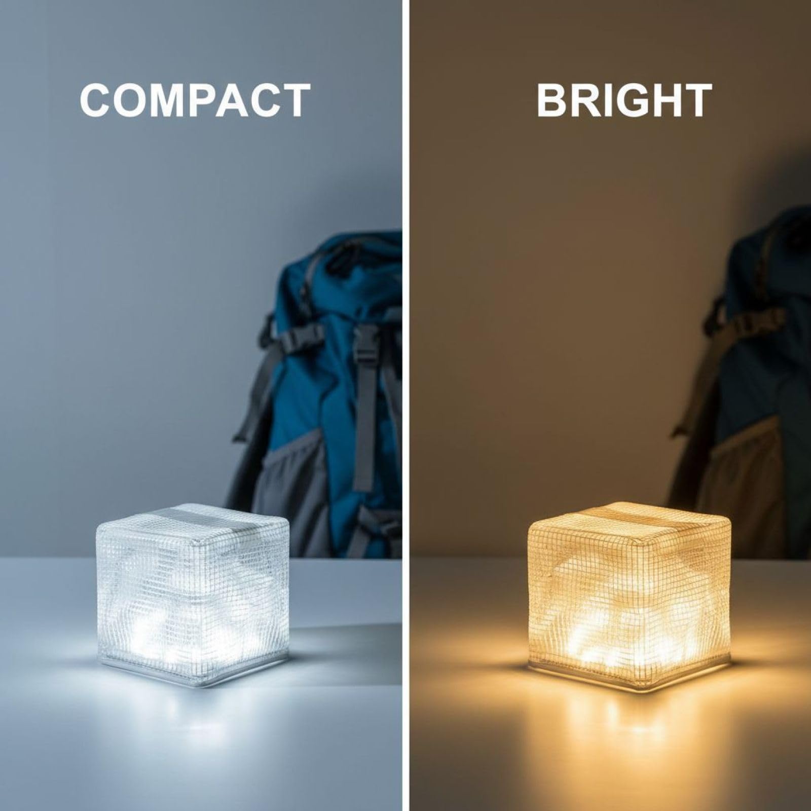 Linterna solar para camping, luz LED plegable para tienda de campaña con flash de ráfaga, luz de emergencia al aire libre, 3.9 pulgadas/10 cm, cuadrada, blanco cálido, linterna solar recargable para