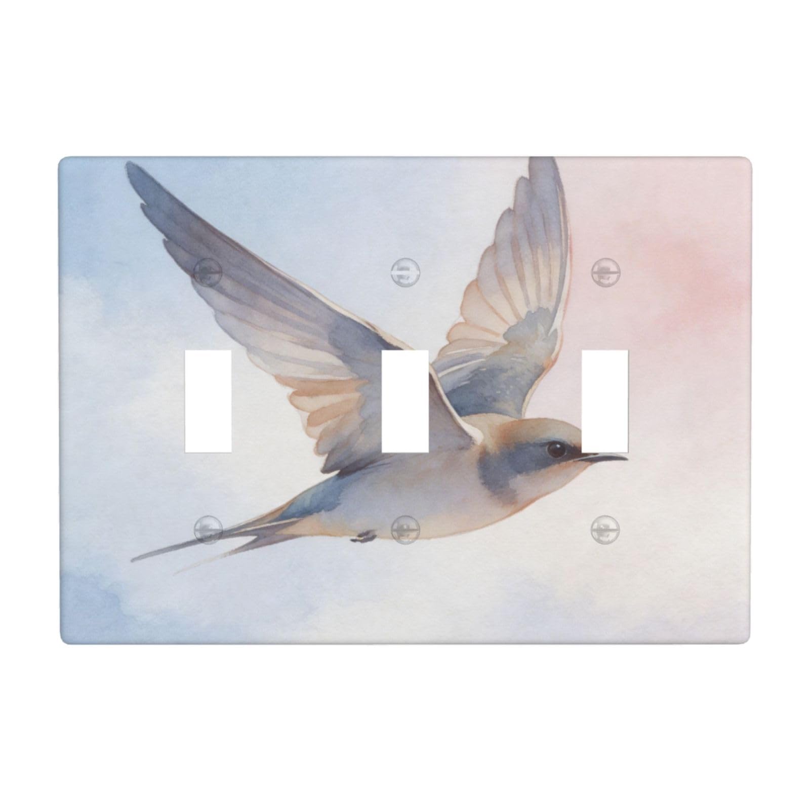 Cntdbu White Bird Wash Art 3 Gang Switch Plate Cover-Unbreakable Polycarbonate Wall Plate, Heat Resistant Toggle Switch Decor For Home