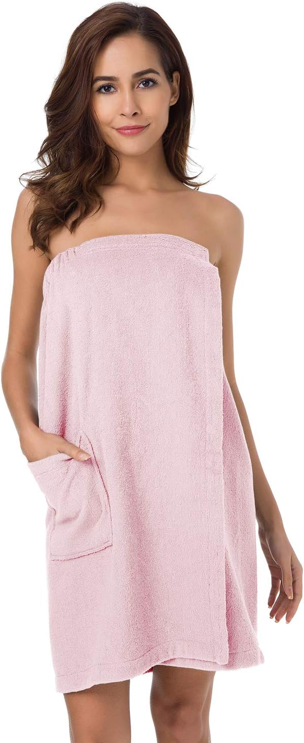 SIORO Women Bath Towels Robe Wraps, Soft Cotton Terry Spa Cloth, Plush Adjustable Closure for Shower, Travel, Pool, Gym