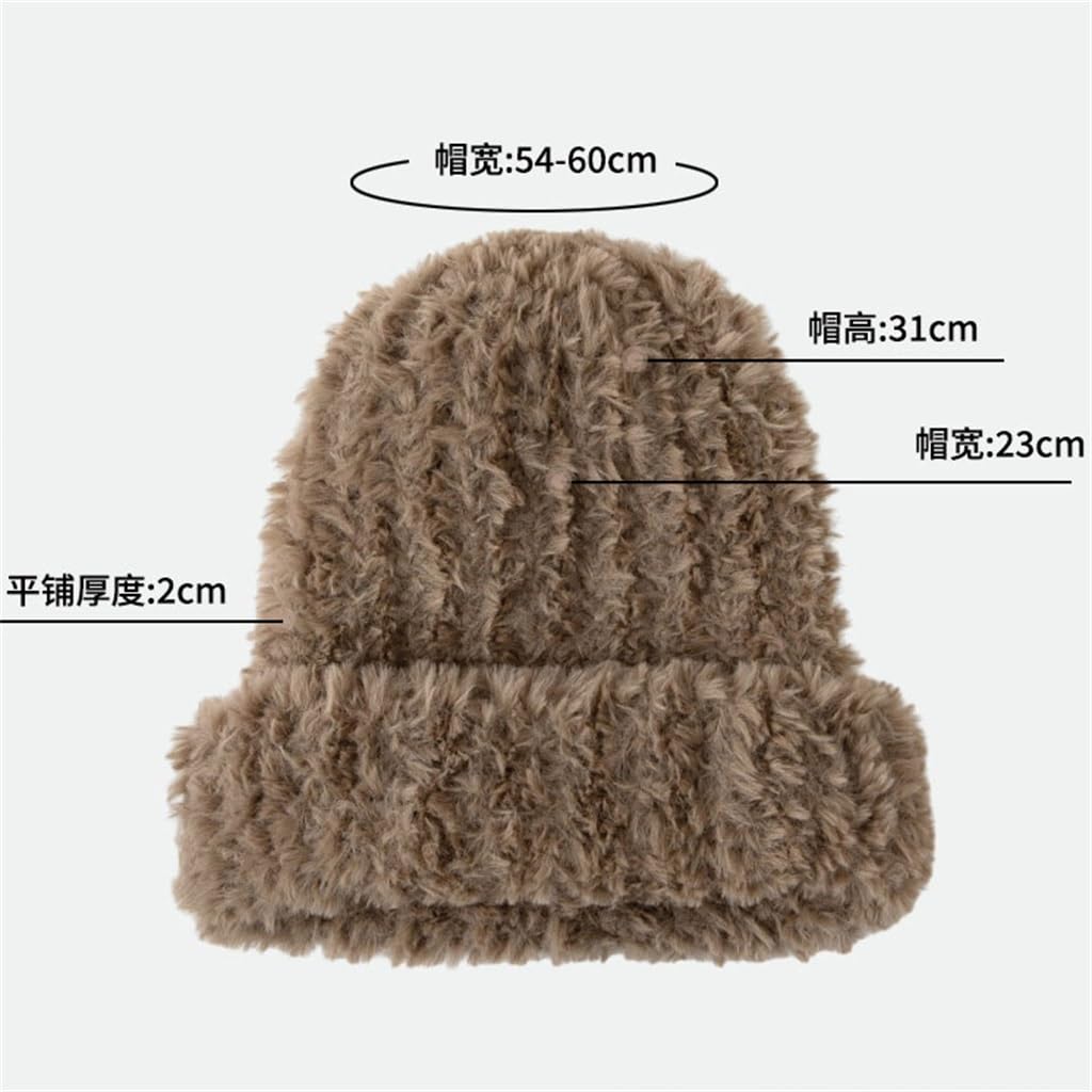 Autumn and Winter Big Circumference Warm Plush Hat Ear Protection Loose Knitted Wool Hat