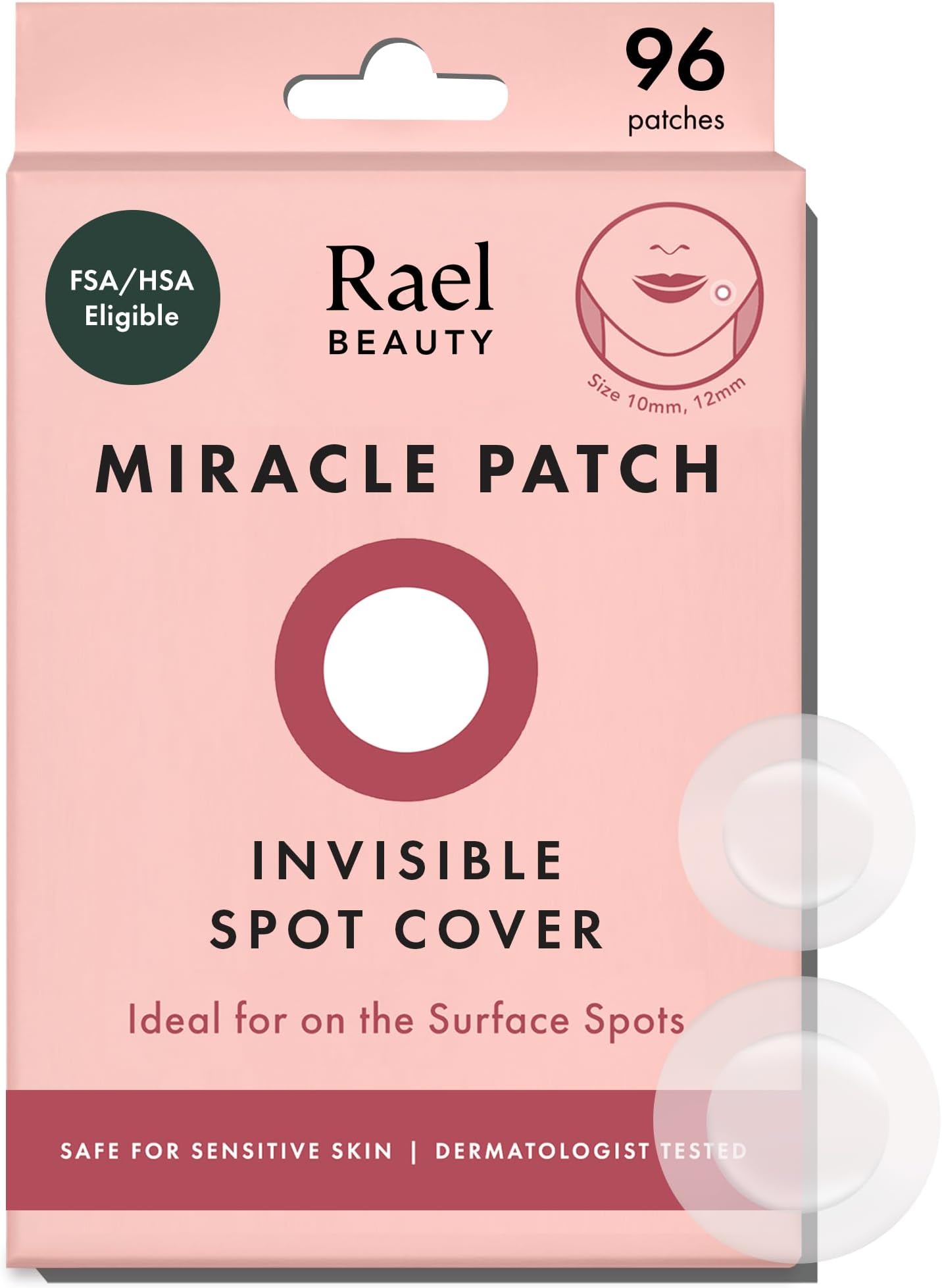 Rael Pimple Patches, Miracle Invisible Spot Cover - Hydrocolloid Acne Pimple Patch, Absorbs Zits & Blemish, Korean Skin Care, 2 Sizes (96 Count)