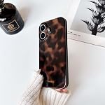 NITITOP Compatible with iPhone 16 Case Cute Stylish Leopard Print Brown Amber Aesthetic Tortoise Design for Women Girls Men Soft TPU Shockproof Protective Cover - Brown2