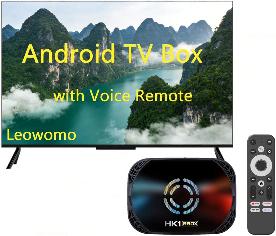 Android 14 TV Box, Quad-Core 4GB DDR4 32/64/128GB EMMC, WiFi 6 2.4G/5G + BT5.X, 4K UHD HDMI 2.1a 1000M Ethernet, Multi-Language Spanish, Korean, Brazil with Voice Remote Control (4G+128G)