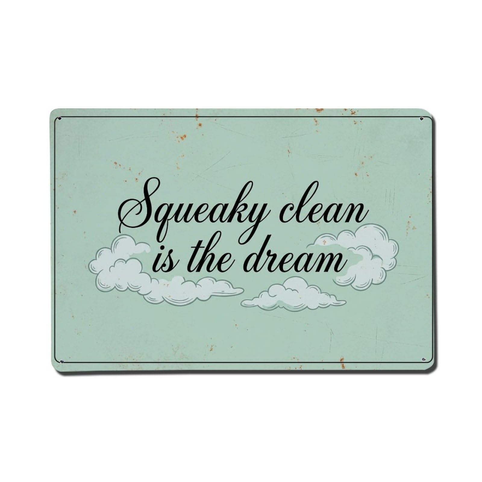 Olhnbad Style Squeaky Clean Is The Dream Hand Washing Quote Metal Tin Sign