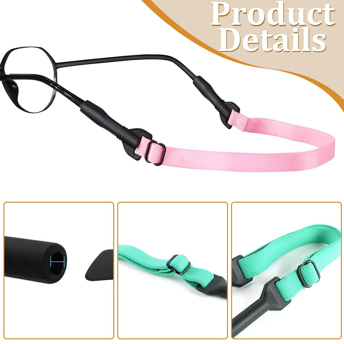 Cordini Elastici Per Occhiali | Set Da 3 Pezzi Antiscivolo | Regolabili Per Uomo, Donna E Bambini | Per Sport E Attività - Foto 8