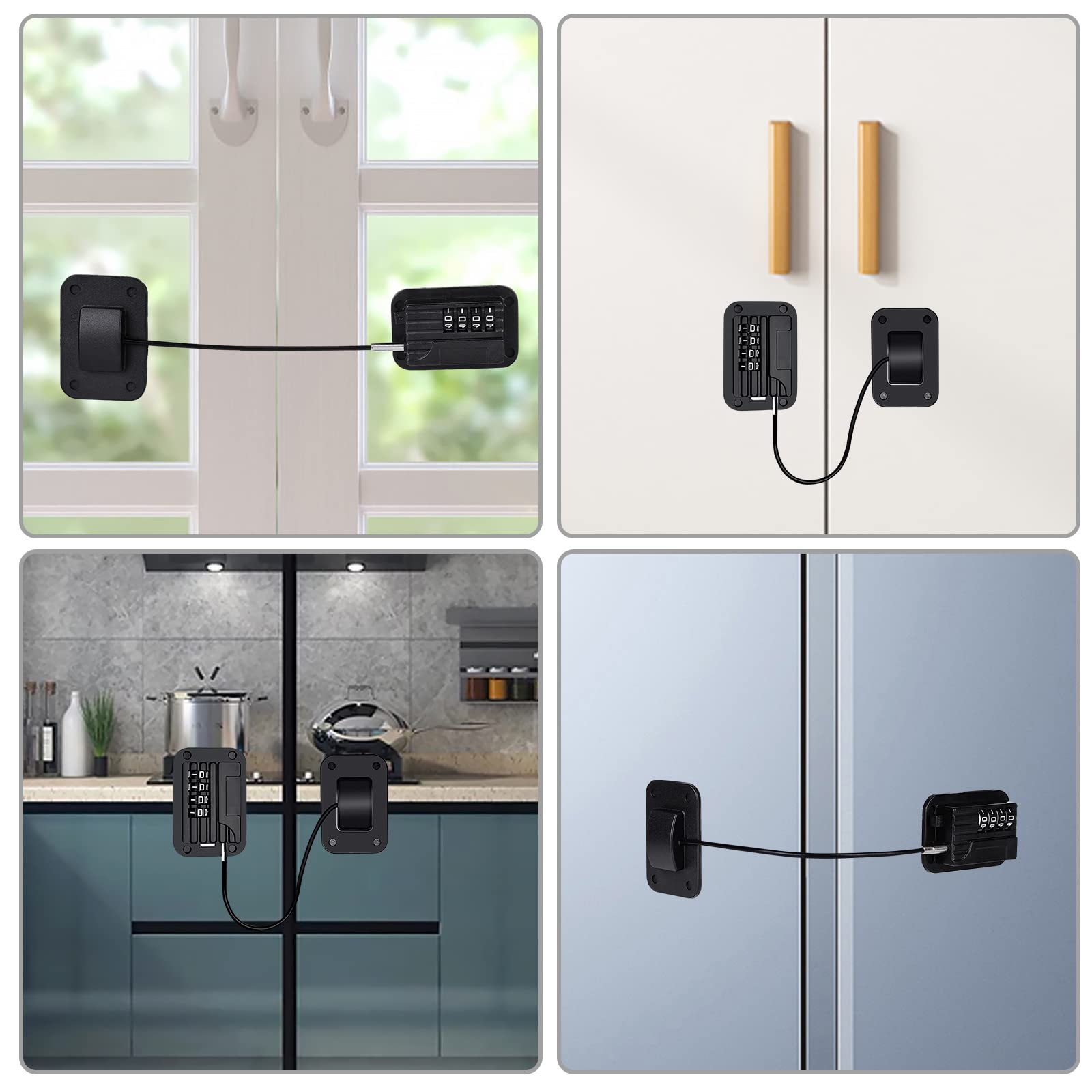 2 Pcs Verrou de Réfrigérateur avec Code, Réfrigérateur Serrure à Code, Verrou De Réfrigérateur Enfant, Verrou de Réfrigérateur pour Armoire, Réfrigérateur, Fenêtre, Porte, Limitation de Sécurité(Noir)