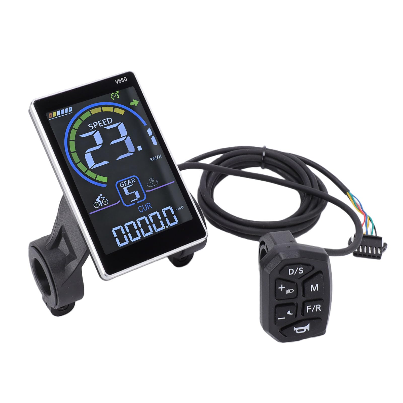 Display per Bici Elettrica Pannello Misuratore LCD ABS PVC UART 9600 con Connettore SM 22,2 Mm 31,8 Mm Montaggio Contachilometri velocità Batteria per Ciclisti Pendolari di Scooter Elettrici