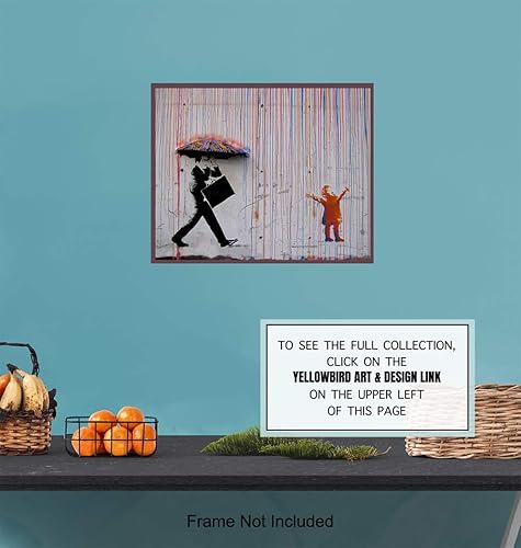 Miniatura 6 de Banksy Child in the Rain Graffiti Street Art - Imagen original de 8 x 10 pulgadas, regalo único y elegante para fanáticos de los murales urbanos,