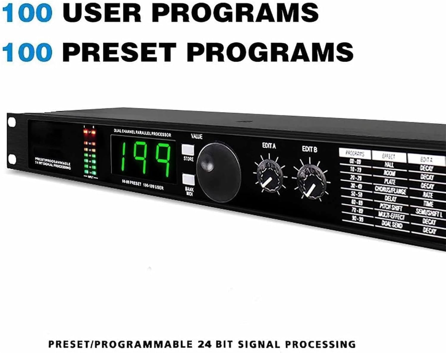 Processore DSP con Riverbero Digitale E Multieffetti, Processore Audio KTV con Equalizzatore, 99 Programmi Preimpostati, 199 Effetti Sonori, Elaborazione del Segnale Programmabile a 24 Bit