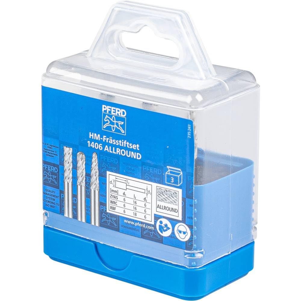 PFERD TOOLS HM-Frässtift-Set, 3-teilig, Zahnung ALLROUND, Schaft-ø 6 mm, Frässtift-ø 6mm, 21901406 – für den vielseitigen Einsatz auf den wichtigsten Werkstoffen PFERD TOOLS HM-Frässtift-Set, 3-teilig, Zahnung ALLROUND, Schaft-ø 6 mm, Frässtift-ø 6mm, 21901406 – für den vielseitigen Einsatz auf den wichtigsten Werkstoffen