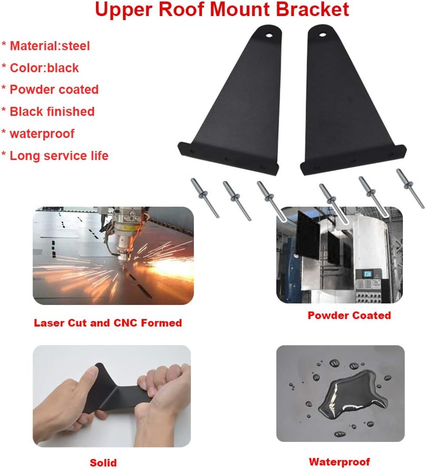 50 inch 288W LED Curved Light Bar Spot/Flood Combo Beam & Upper Roof Windshield Pro-fit Cage Mounting Brackets w/Wiring Kit Compatible with Polaris Ranger 570 900 1000 XP Full-Size