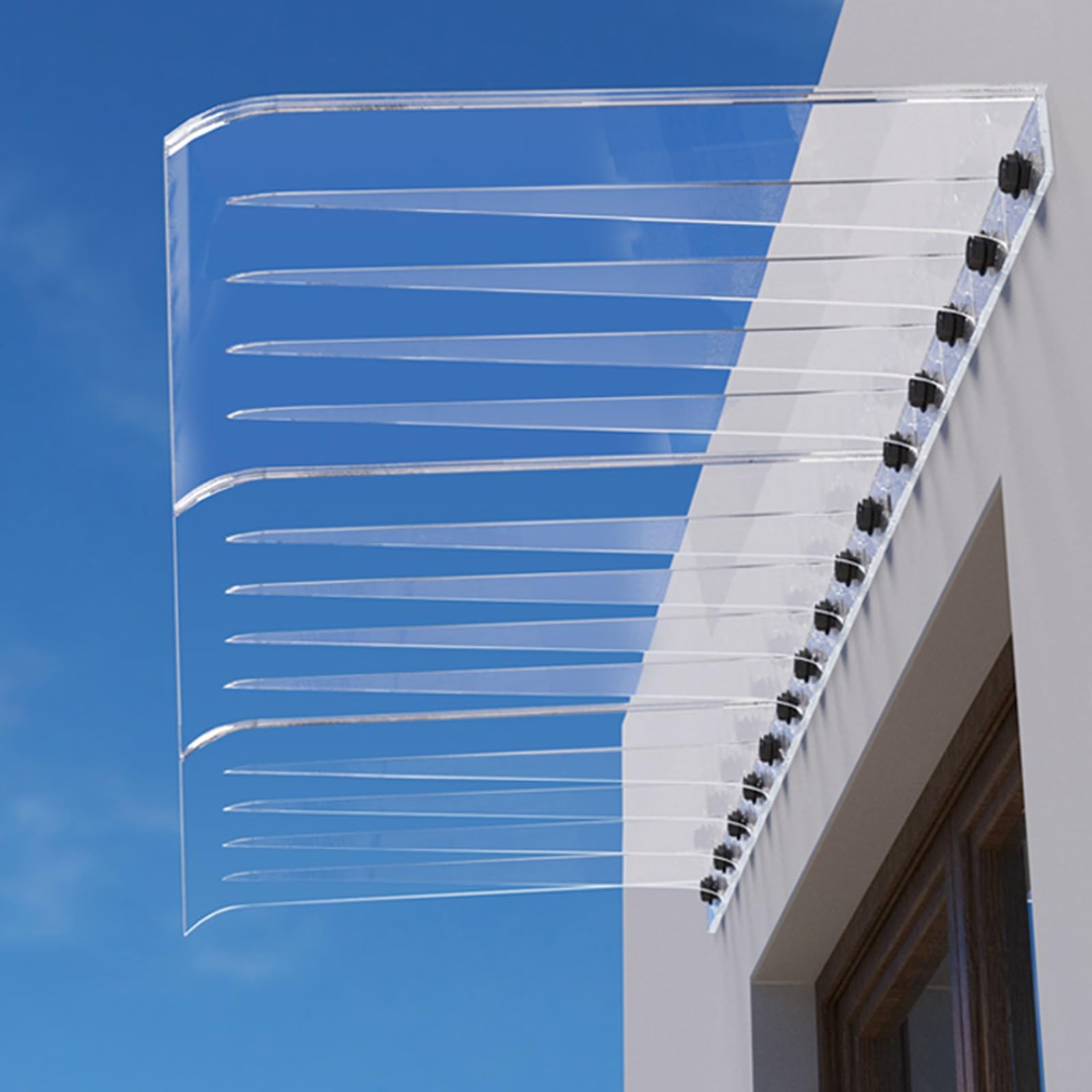 Toldo de PC para puerta delantera anti UV con protección contra lluvia y nieve