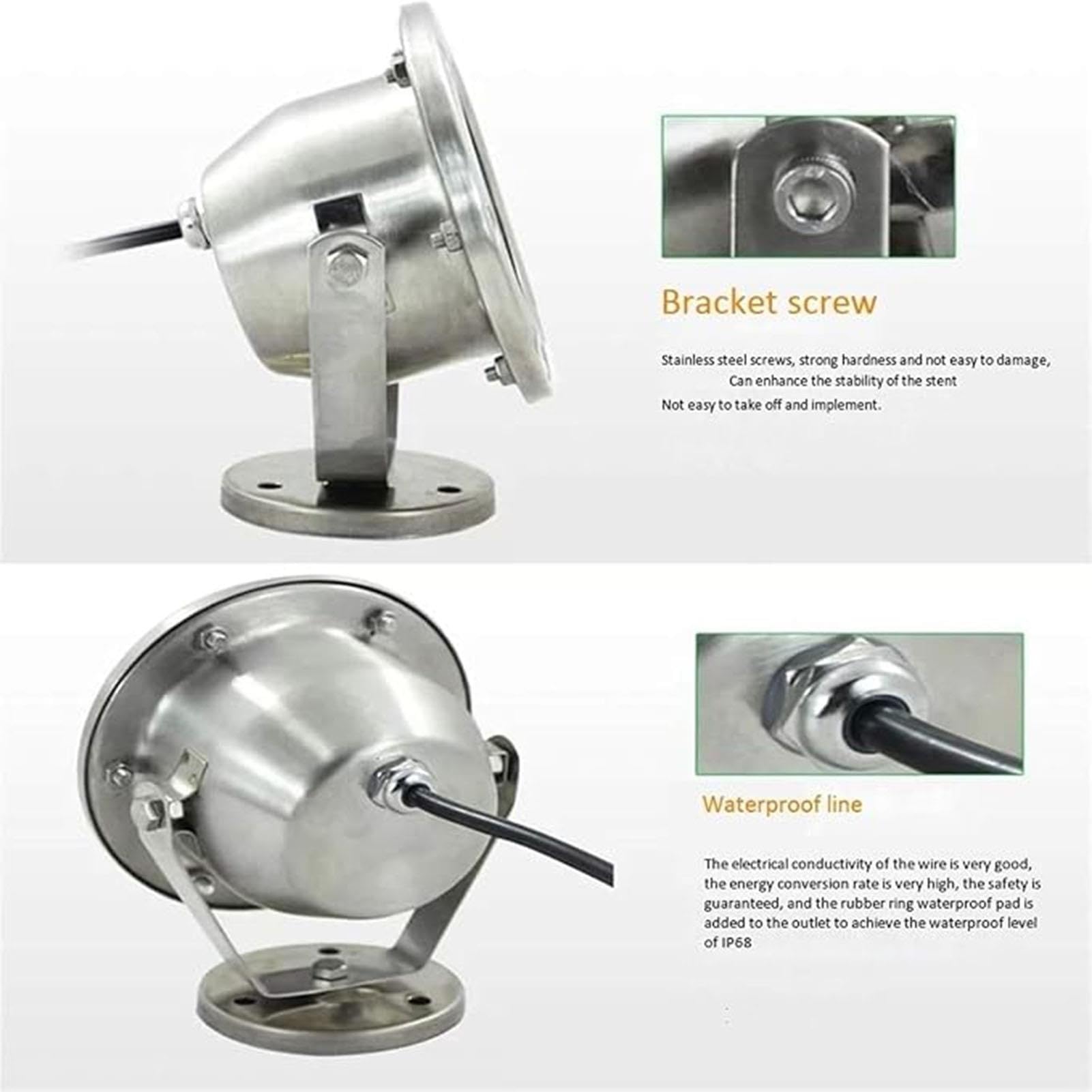 Luz Subacuática Impermeable - Luces LED Subacuáticas Para Estanques, IP68 Foco Giratorio Para Fuentes, Luces De Iluminación Para Piscinas De Bajo Voltaje De 24V(RGB,12W)