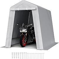 VEVOR 6x8x7 FT Heavy-Duty Portable Outdoor Storage Shed Tent - Waterproof UV-Resistant Garage Shelter for Motorcycle, Bike, Lawn Mower, Tools, Gray