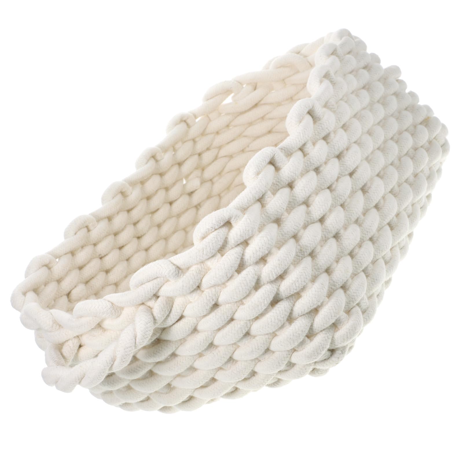 Cesta de Almacenamiento Tejida Cuerda de Algodón Beige, Textura Delicada y Buena Protección, Diseño Simple y Versátil para Organización Hogar