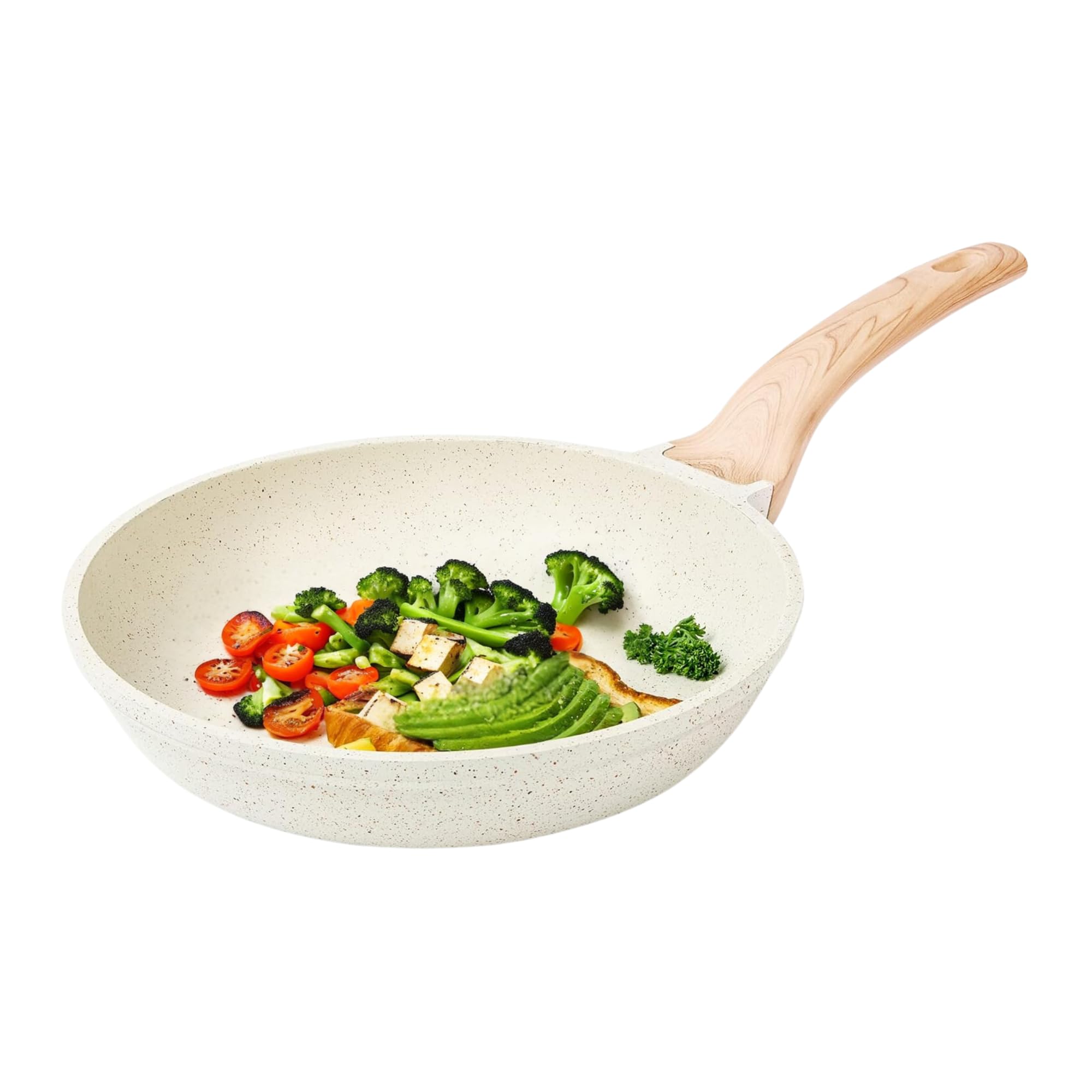 HomeEssentials Non Stick Maifan Frying Pan with Lid - Egg Fry Pan | Induction Base | 5 Layer Non Stick Cookware | Medical Stone | Dishwasher Safe (28CM, 3L, Maifan Stone Pan)