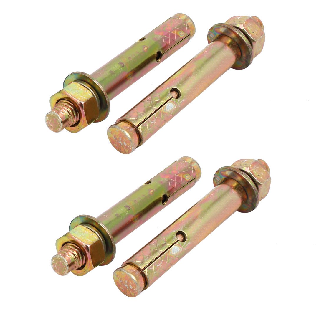 Aexit M12x100mm Zinc fastener Plated Sleeve Anchor Expansion Bolt Bronze Tone 4pcs Model:69as520qo43