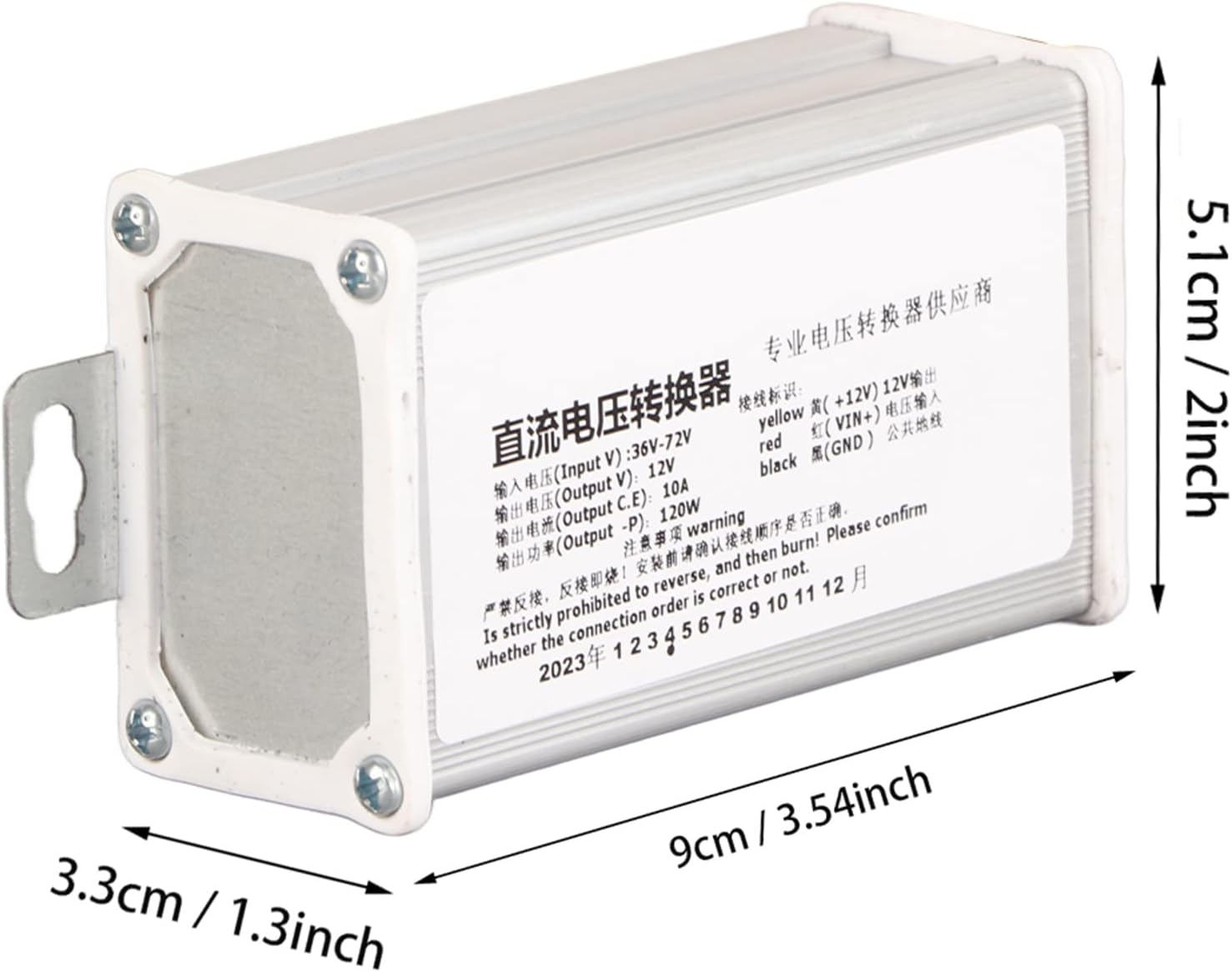 Oumefar 10A 120W DC 36V-72V to 12V Electric Transformer Aviation Aluminum Shell Electric Vehicle Converter Adapter for Battery