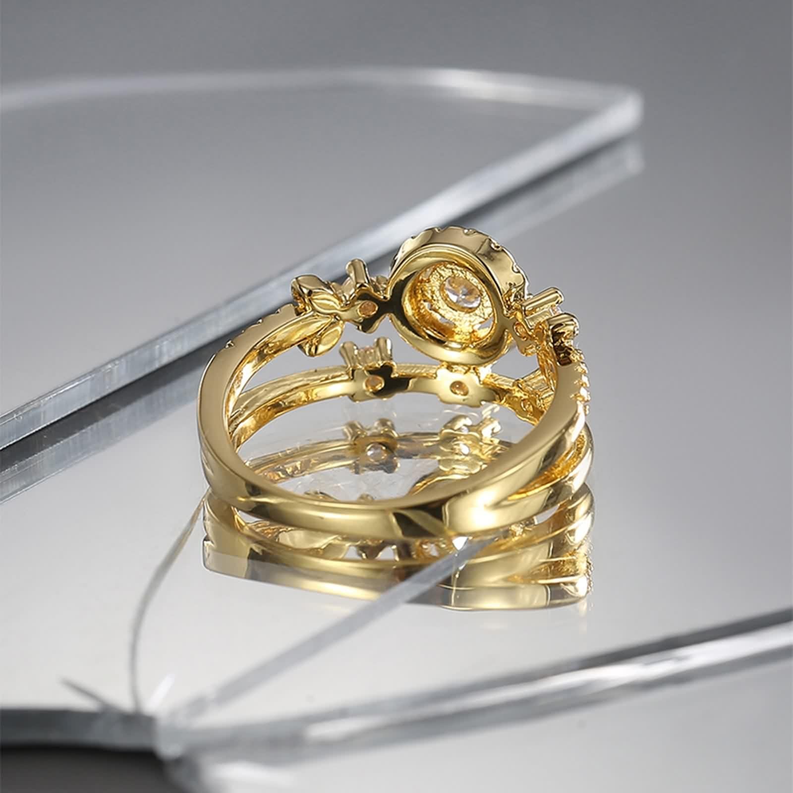 Anillos de oro amarillo de 14 quilates, elegantes y modernos
