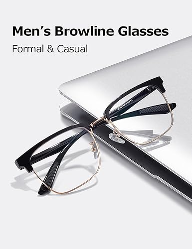 Miniatura 3 de Gafas de luz azul para hombre, rectangulares, grandes, de Browline, para juegos de computadora, bloqueador azul, antirreflejos, protección Uv400,