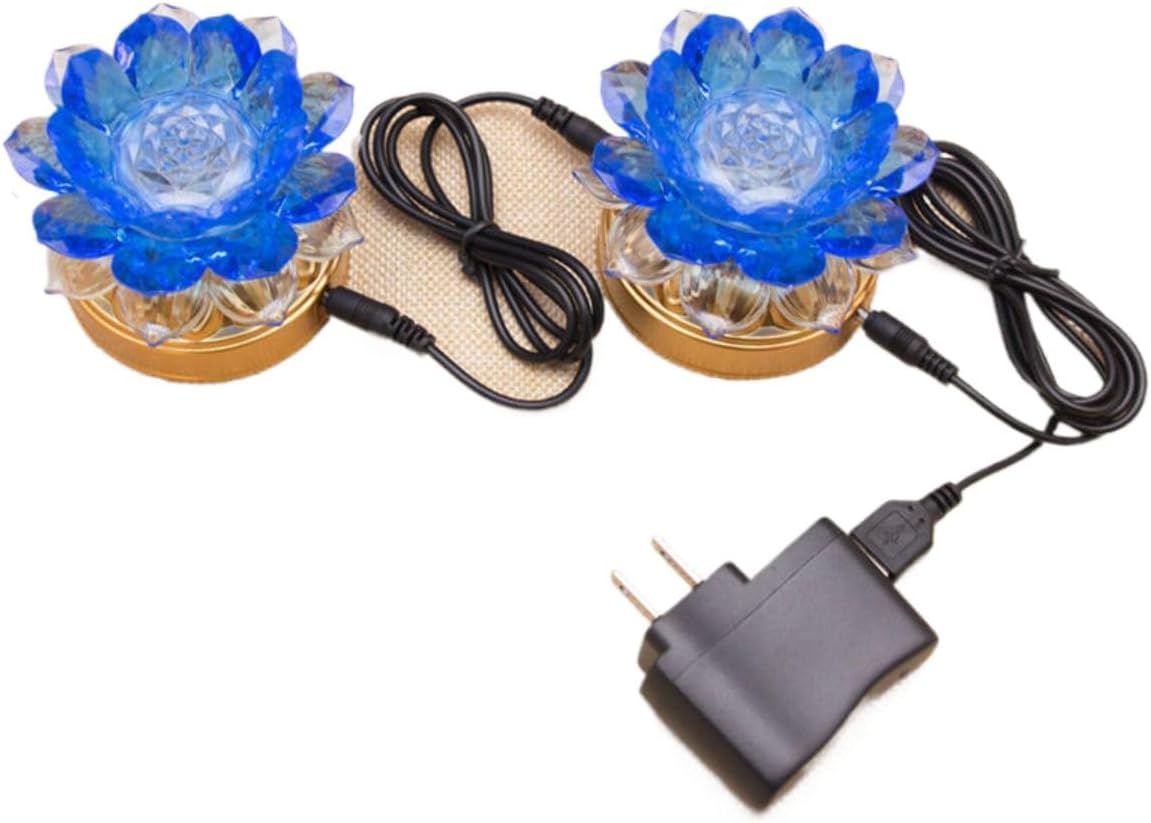 Ecqizer （ 【4件套】 蓝花（变光） 插头线长120ＣＭ ） Buddha lamp LED colorful lotus lamp Buddha lamp household everlasting lamp for Buddha lamp Buddha hall Buddha lotus lamp battery, 9113036667213