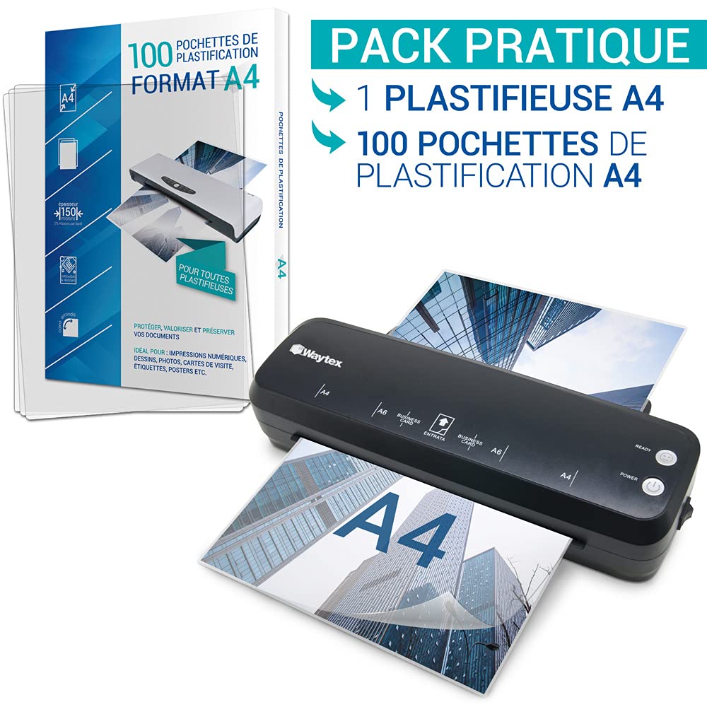 Laminator A4 A5 A6 A7 Pro szybko na gorąco i zimno do 2 x125 mikronów opakowanie z 100 kieszeniami A4