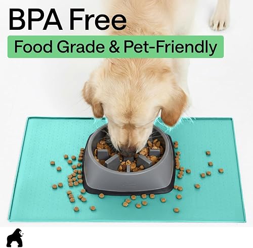 Miniatura 63 de GORILLA GRIP - Tapete de silicona 100% impermeable con bordes elevados sin BPA para mascotas, tapetes para alimentos de perros y gatos que contienen