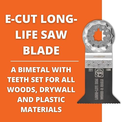 Miniatura 3 de Fein Starlock E-Cut Long-Life Saw Blade - Precision Cutting for Wood, Drywall & Plastics, Bimetal with Teeth Set, Wide Shape, 2" Width, 2" Length,