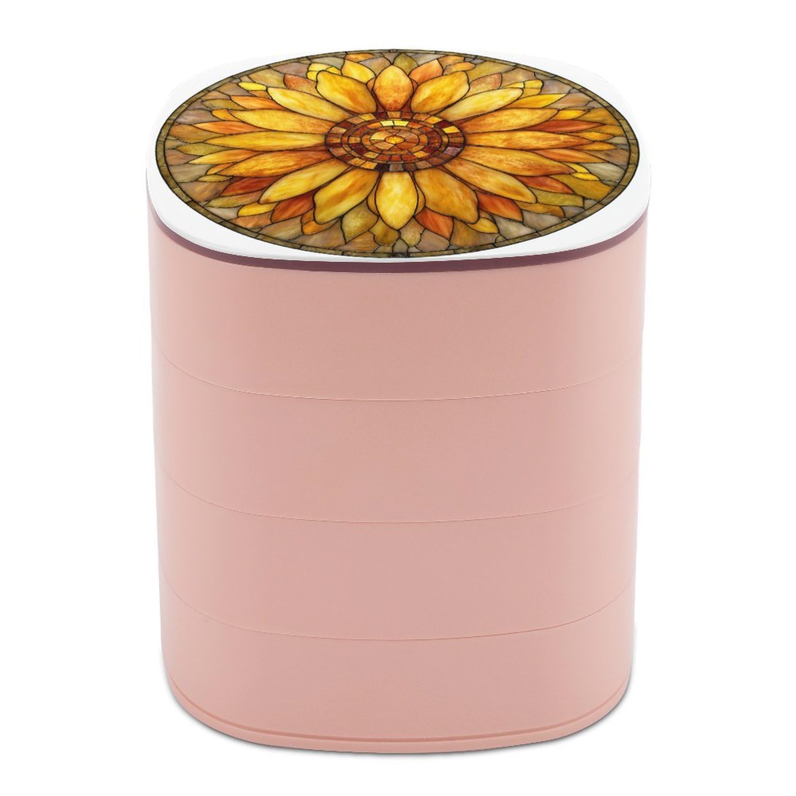 Boîte à bijoux tournesol en verre teinté : l'élégance rotative pour vos colliers et bagues