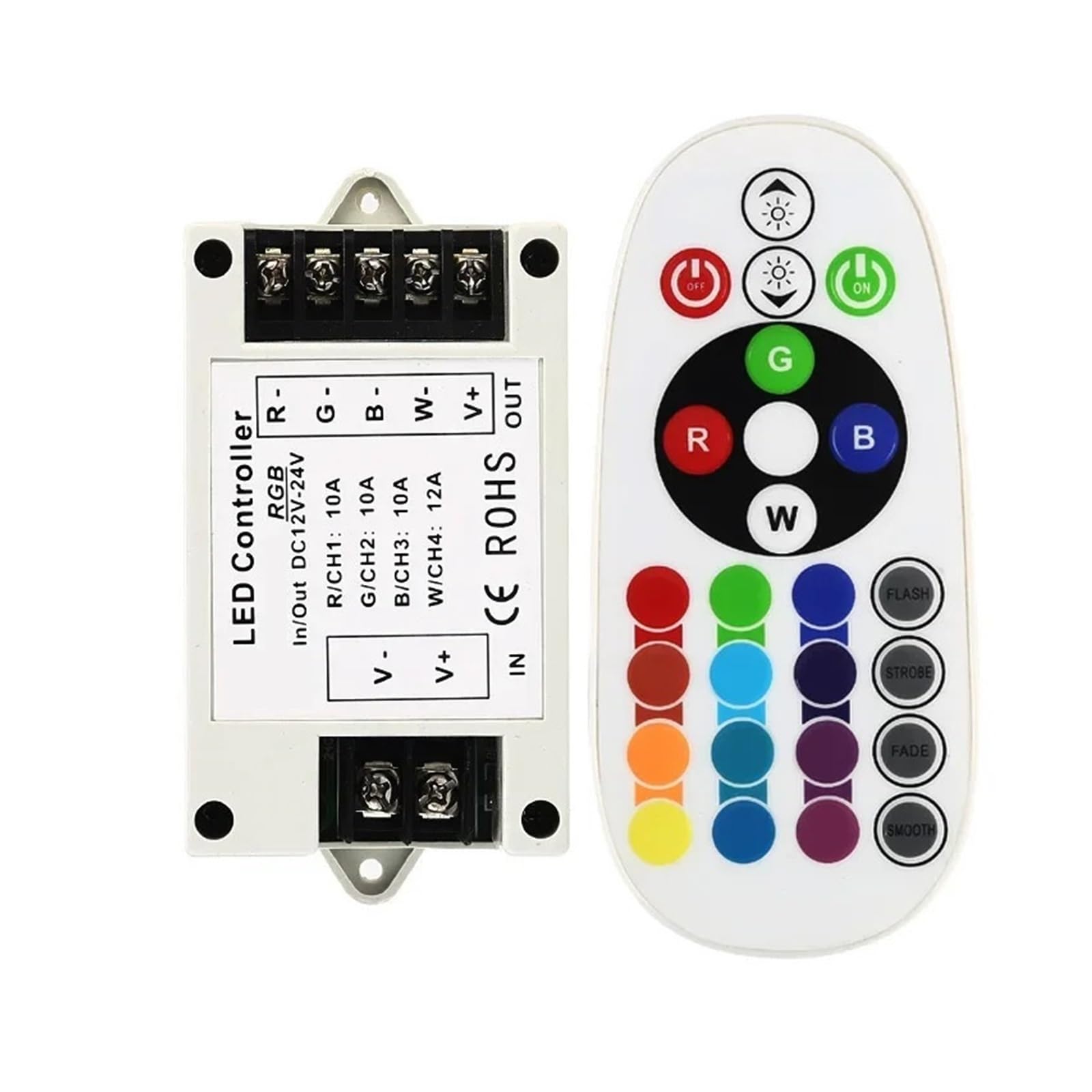 Controlador LED DC12-24V de alta potencia 360W con Bluetooth y mando para tiras RGBW
