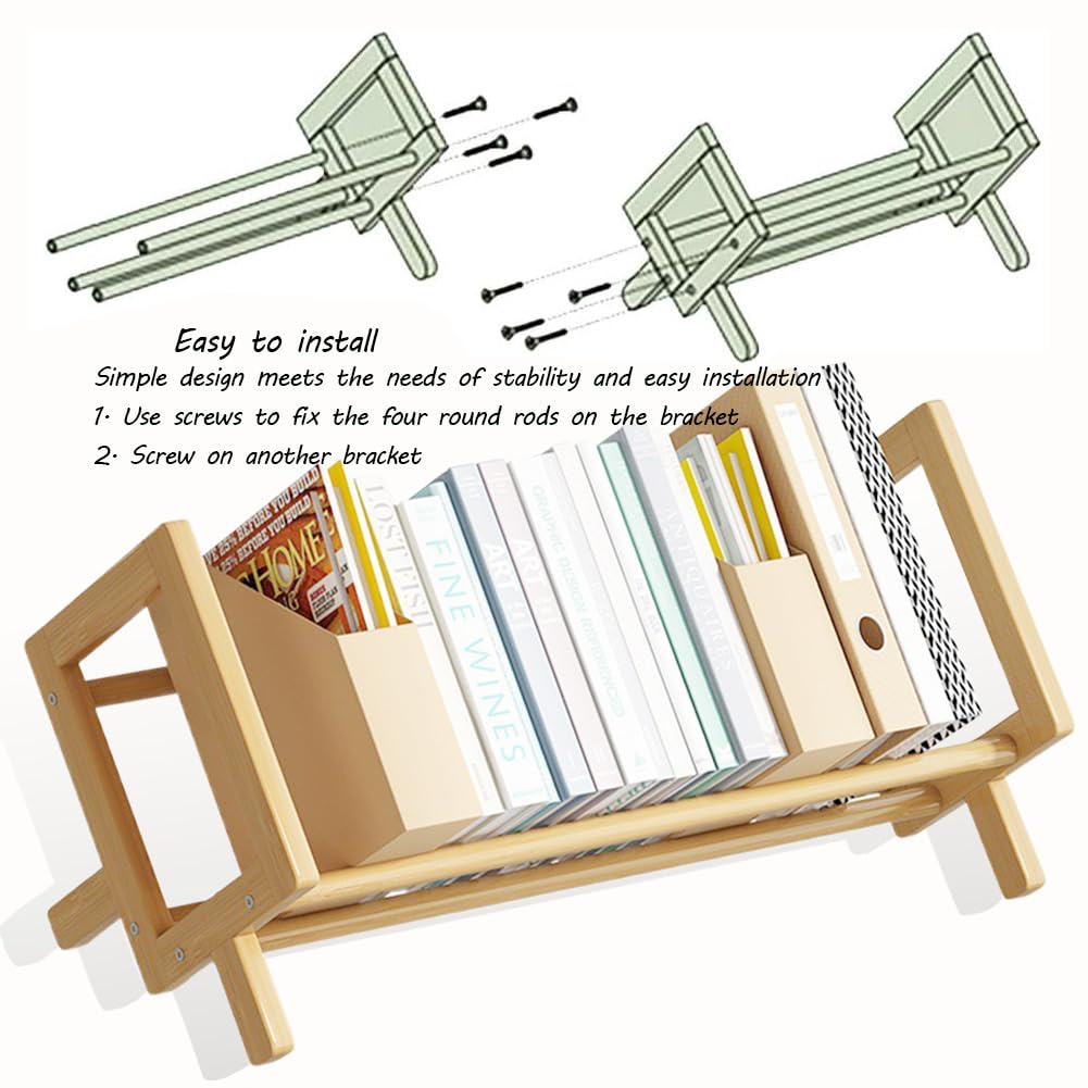 Schreibtisch-Bücherregal, Retro-Tisch-Bücherregal, neigbares Bücherregal für Bücher/CDs/Zeitschriften, Heimdekoration (Natur)