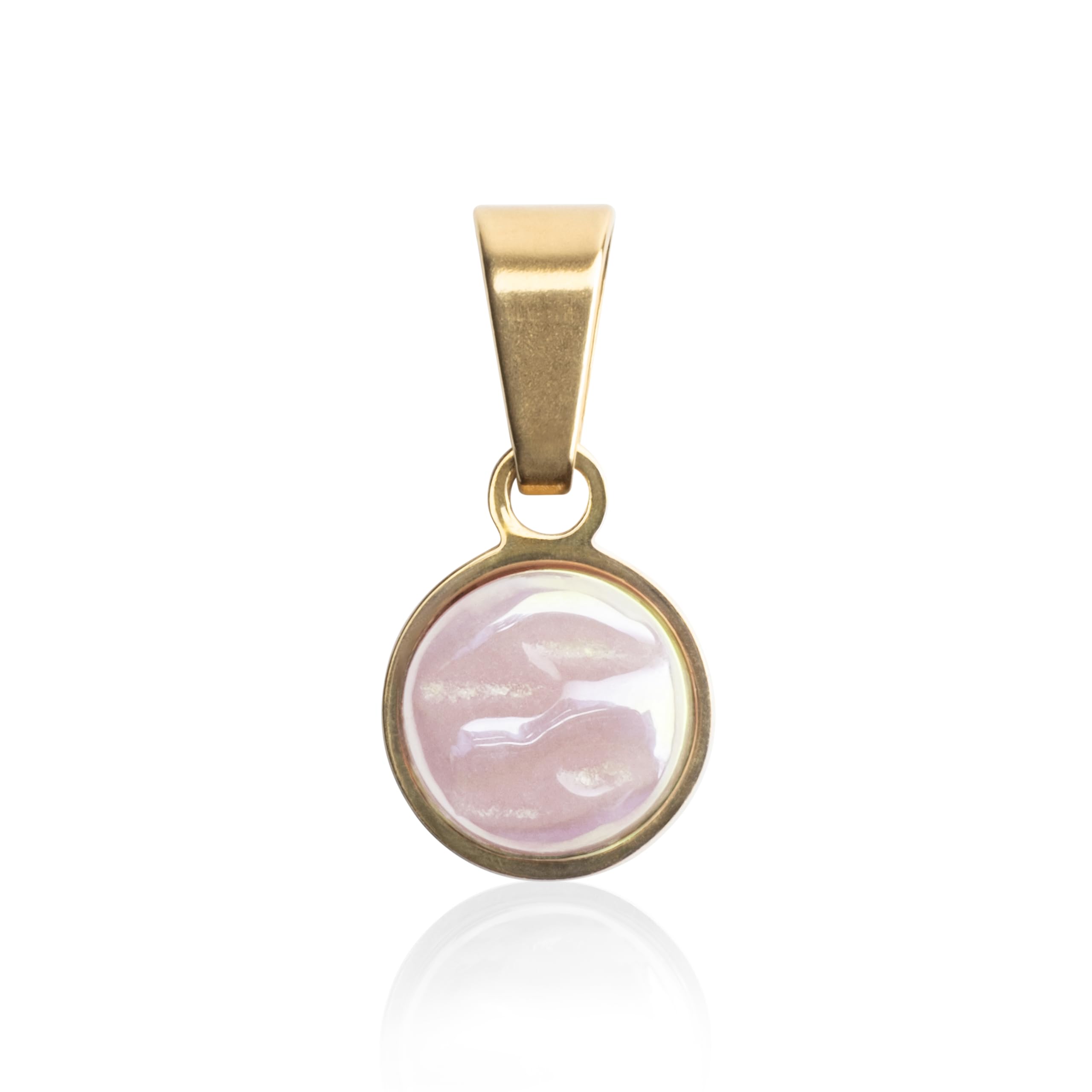 ALEXASCHA Gold Kettenanhänger mit Stein in rosa • Charm zum Wechseln • passend für eine Vielzahl von Ketten • Edelstahl & recyceltes Glas • MIX AND MATCH
