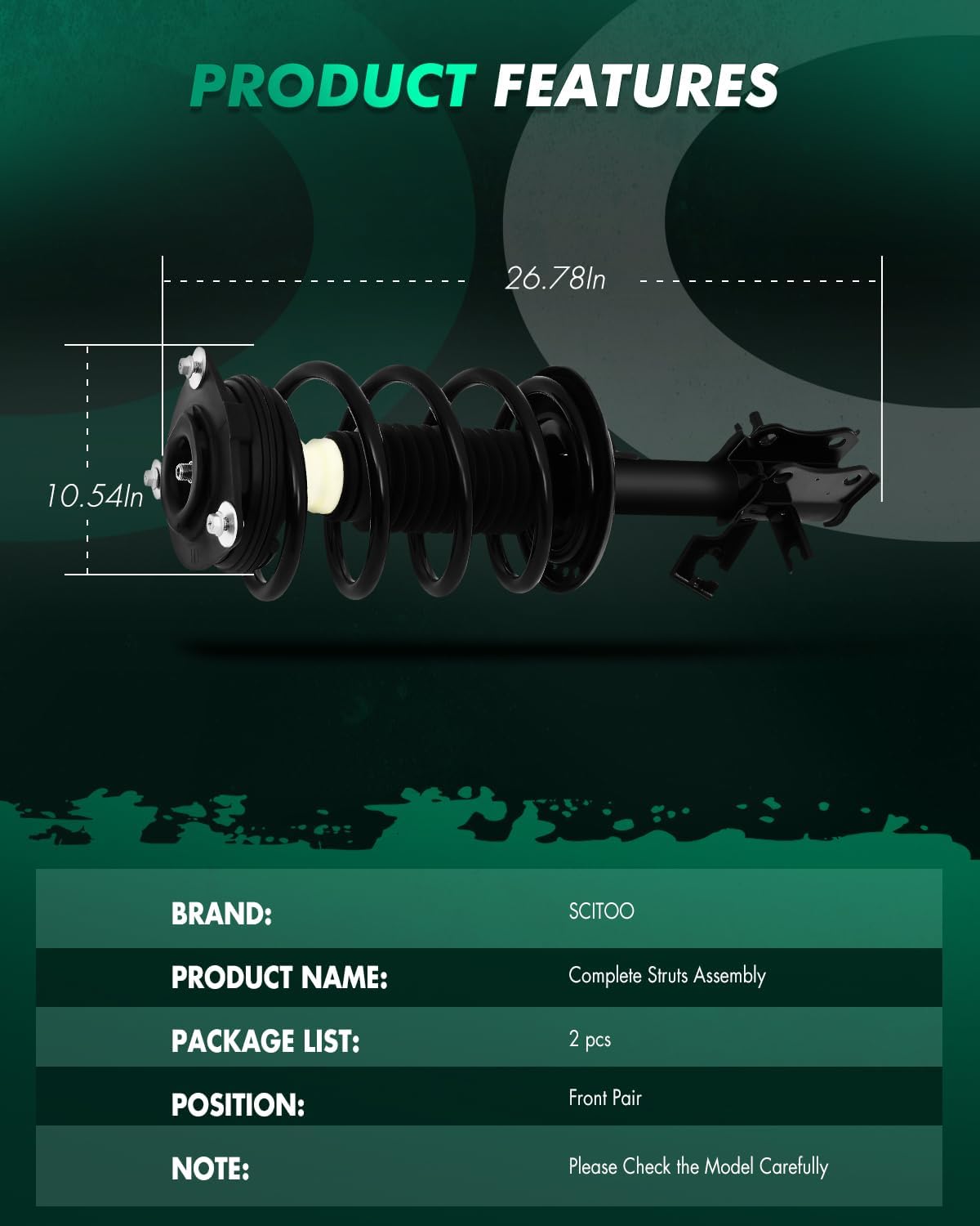 SCITOO Front Complete Struts Assembly Shock Absorber for Nissan Sentra 2007-2012 Automotive Replacement Struts 172379 172378 - Set of 2