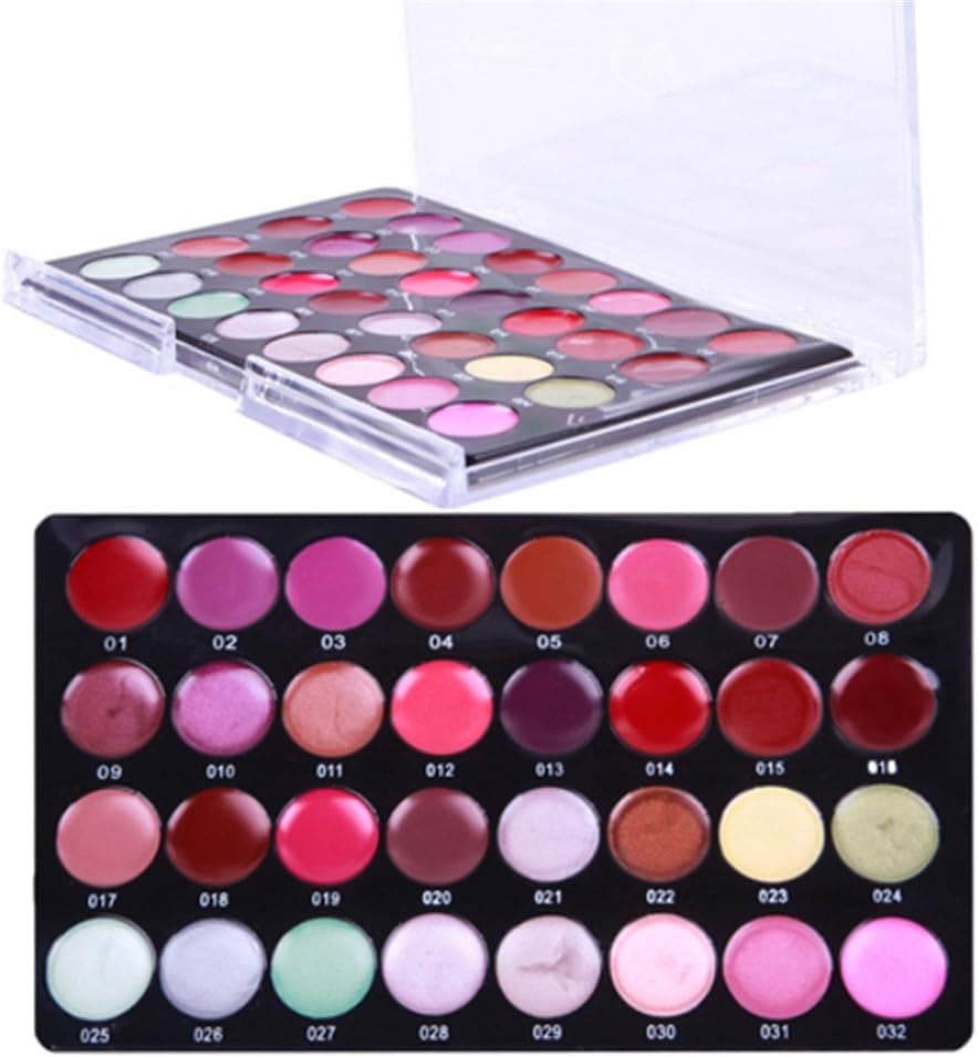 MF Cosmetic 32 Colors Pigment Lip Gloss Palette Moisturizing Lipstick Make up