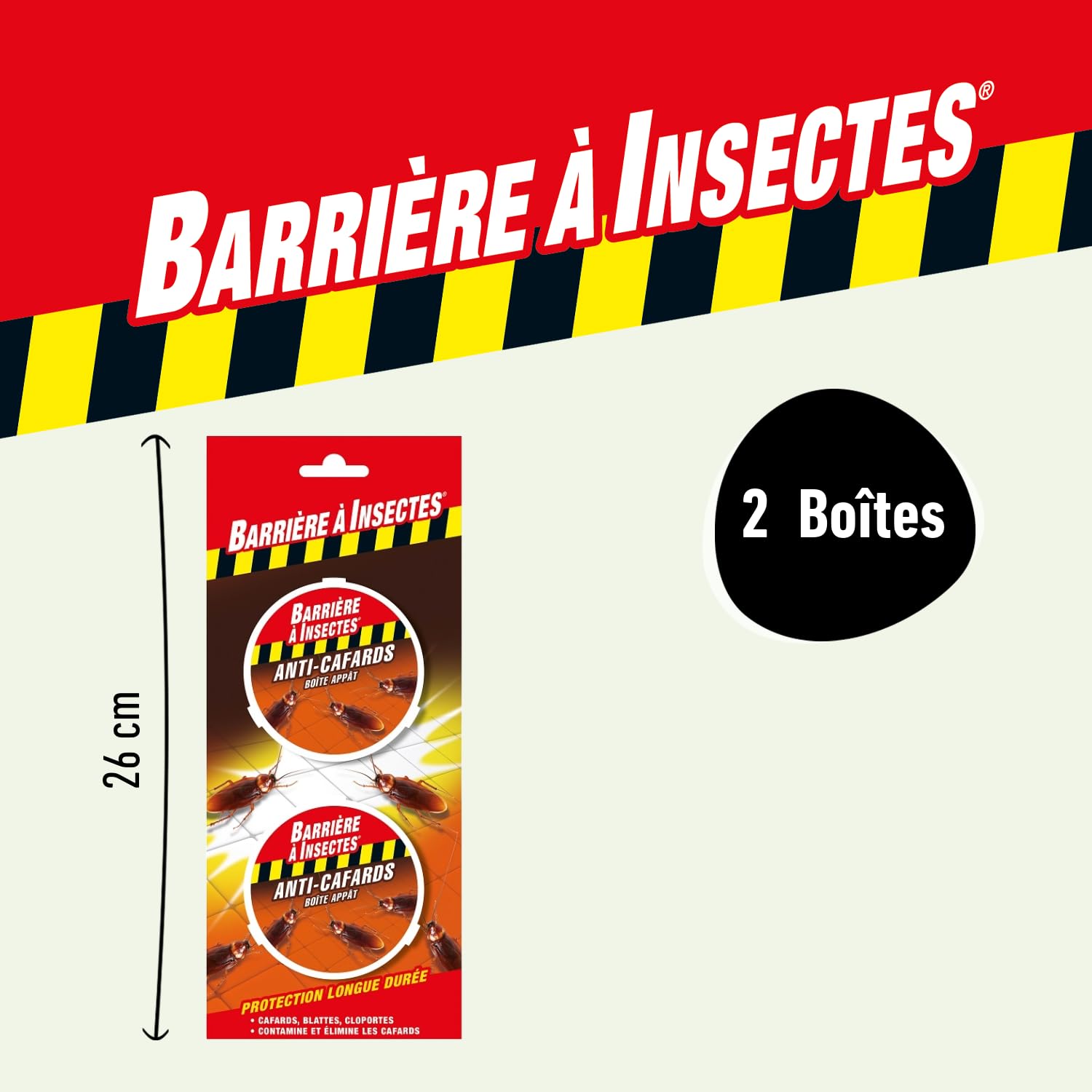 BARRIERE A INSECTES Boite Appât Anti-Cafards Cloportes, 2 x 3 g, Action 4 semaines