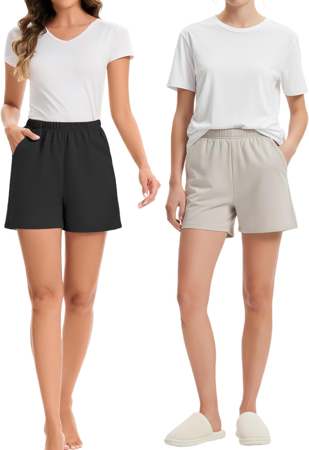 Women's Cotton Sleep Shorts Soft Pajama Shorts with Pockets Elastic Waistband Casual Loungewear - Image 4