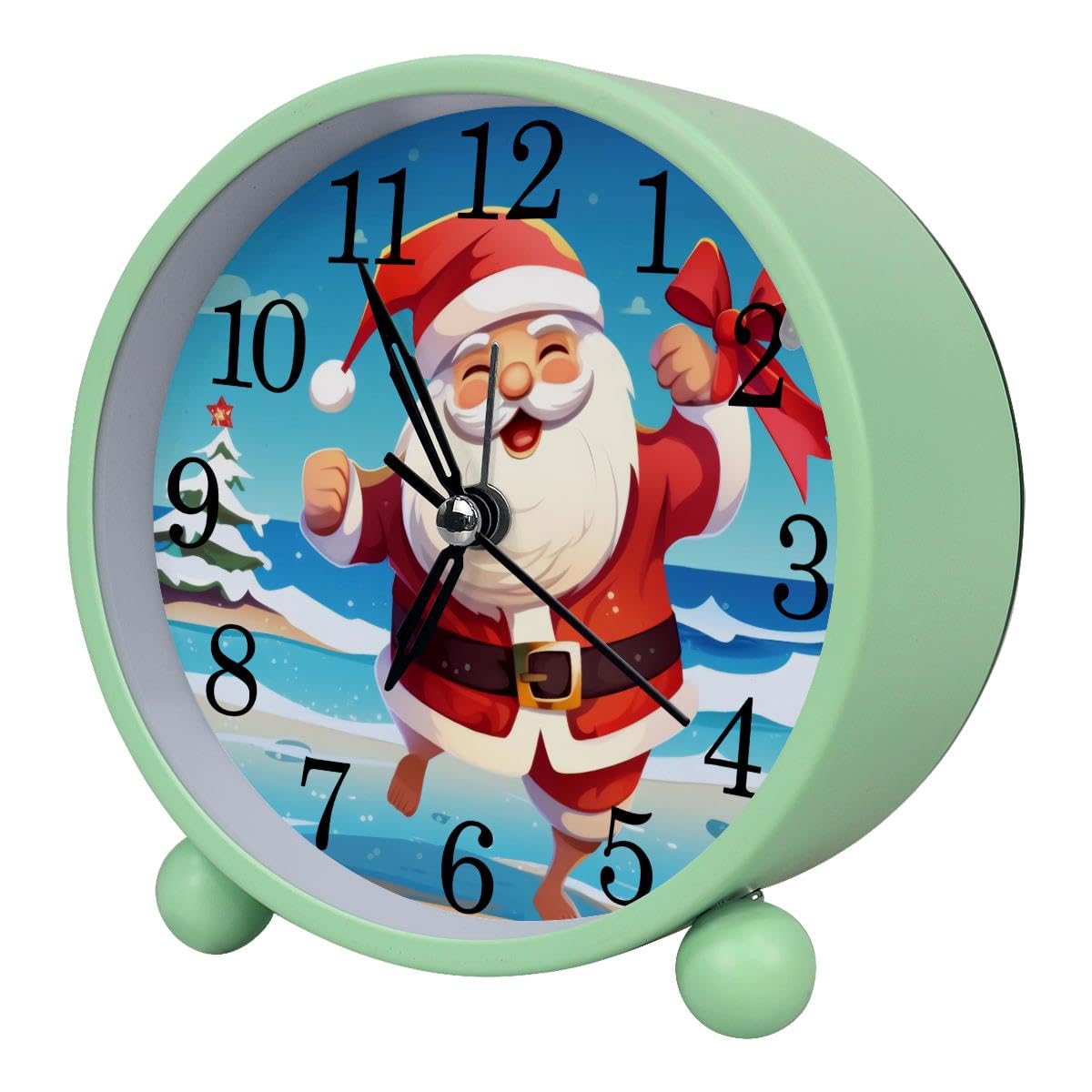 Luoweisi Alarm Clock Beach Santa Claus, Silent Non-Ticking with Night Light