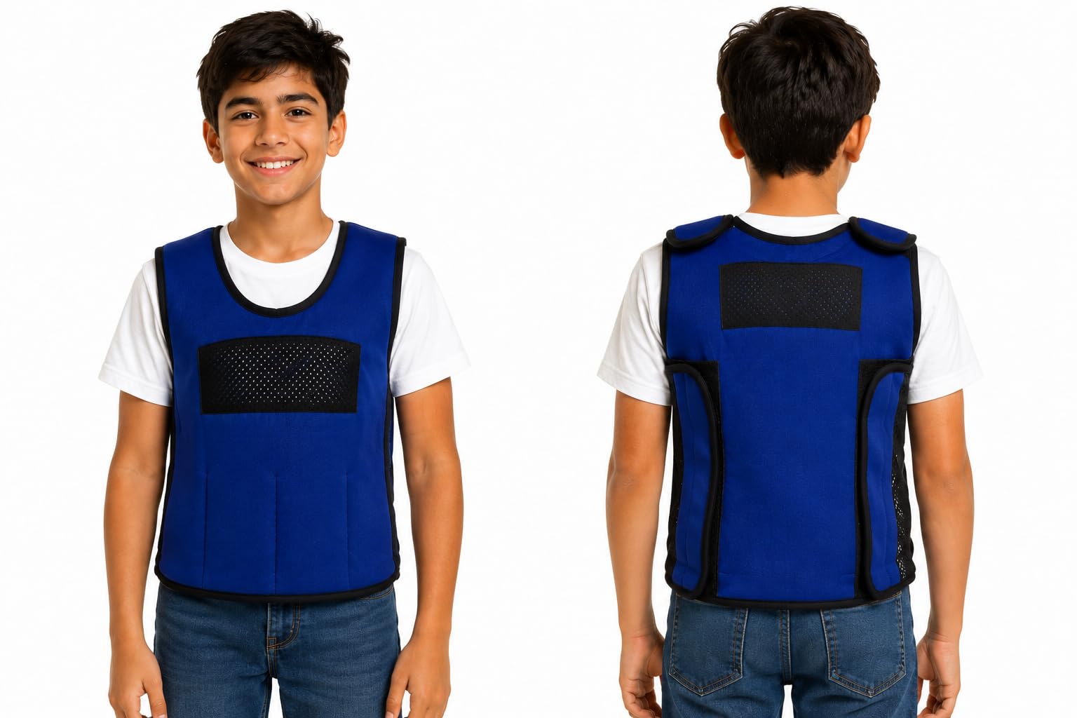 Sentire-Sensory UK – Gilet lesté réglable bleu – Gilet de compression – Pour enfants de 2 à 10 ans et plus