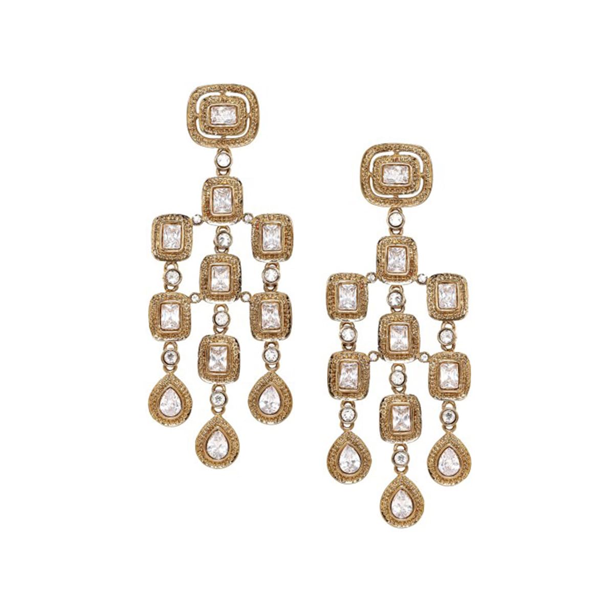 Rubans 22K Antique Gold plated Zirconia studded chandelier earrings For Women (B0D679C6BL) Amazon Price History, Amazon Price Tracker