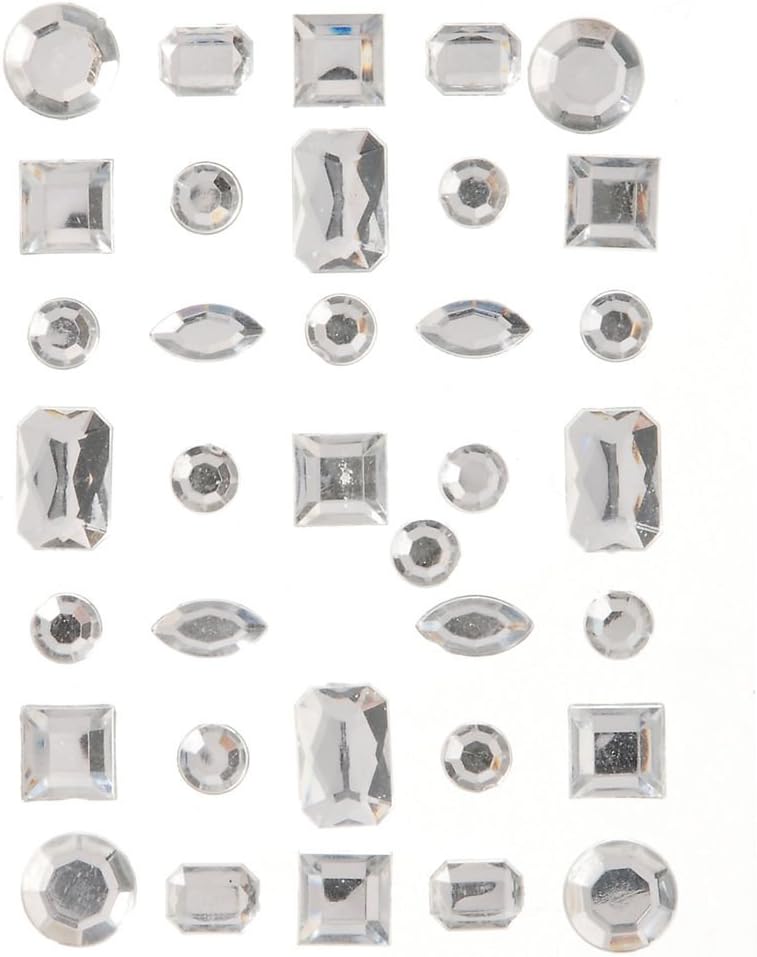 Darice 1214-69 Sticky Back Gems Crystal Shape 35Pk, Clear