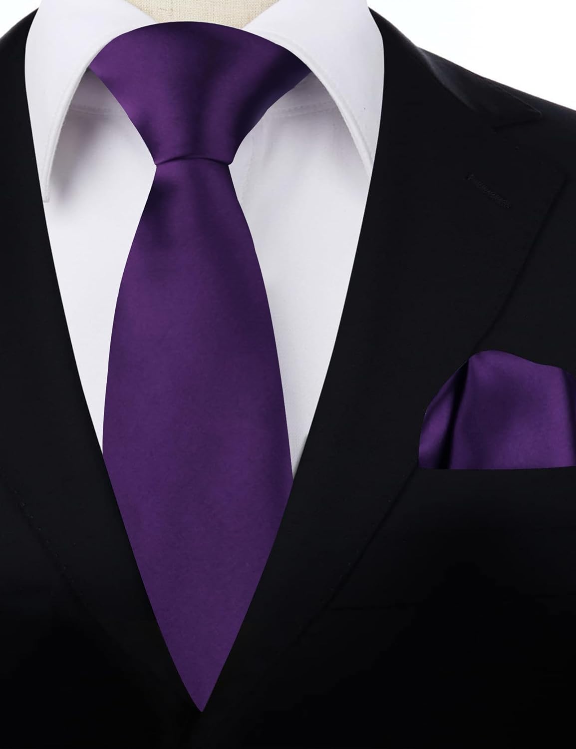 Alizeal Mens 3.15inches Solid Color Classic Formal Tie with Pocket Square Set - Image 4