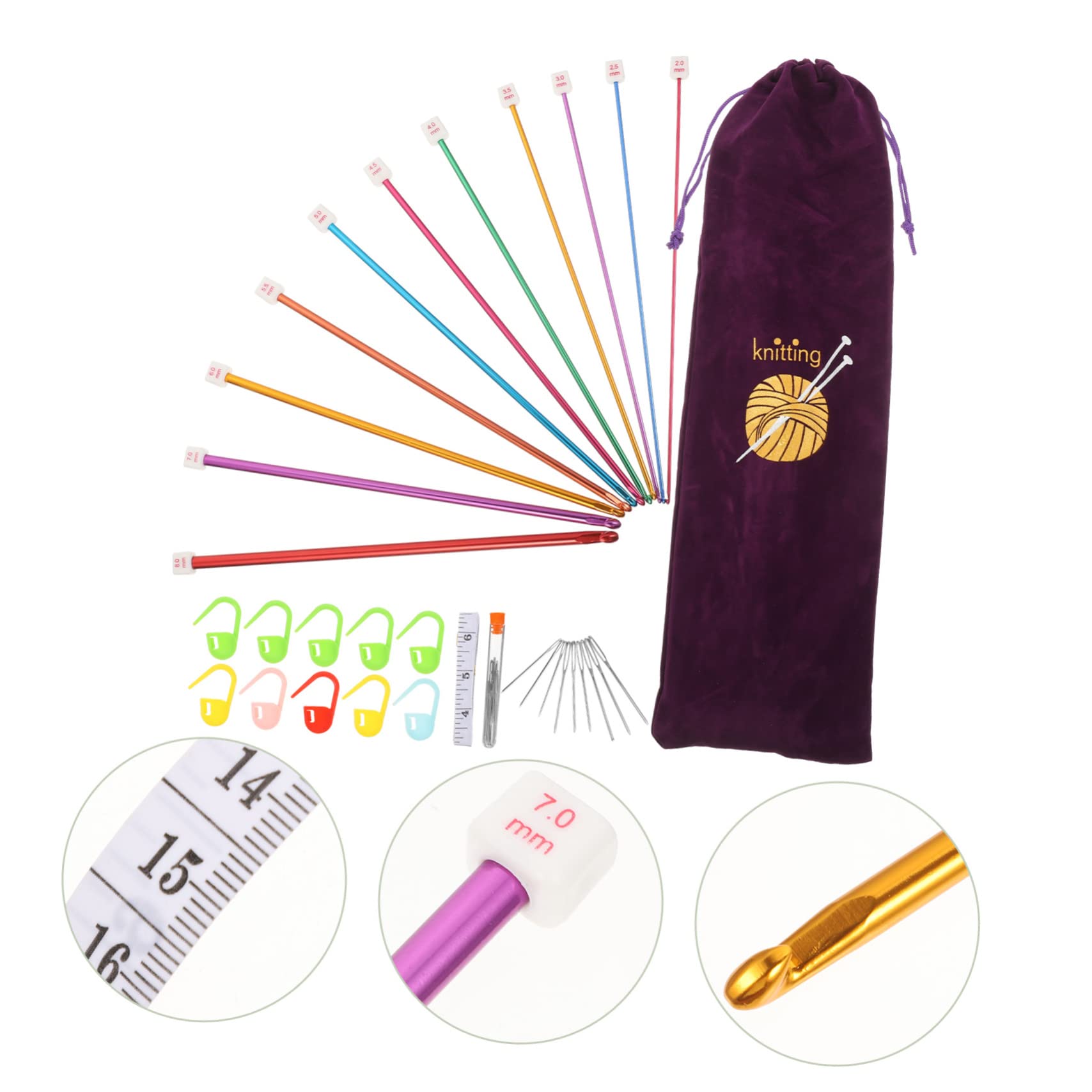 Angoily 2 Juegos Agujas de Ganchillo y Crochet de Aluminio Anodizado Herramientas Suaves y Duraderas para Tejer Mantas Bufandas y Gorros para Principiantes y al Hilo