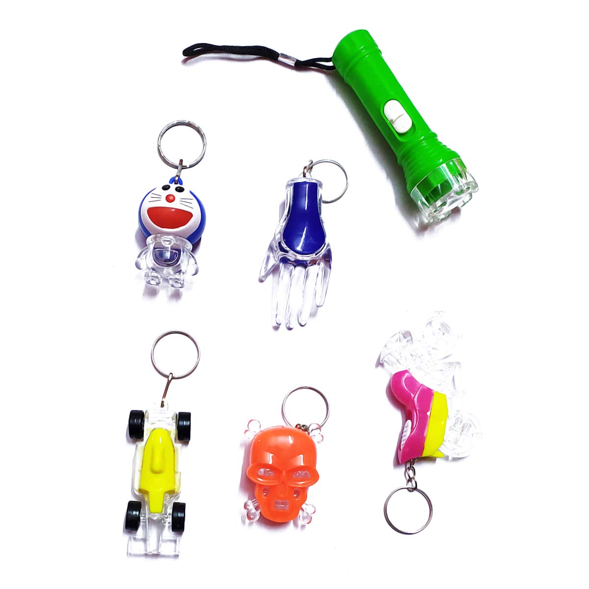 Plastic 3D LED Toy and Torch Keychain - Multi-Colour (Random 6 Keychains)-image-11